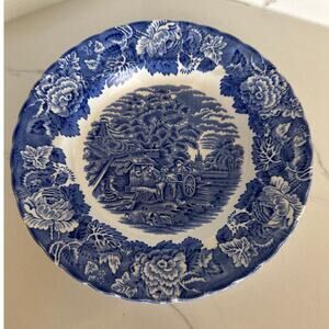 Replacement Soup Bowl English Scenery Blue by Wood & Sons Blue Transfer